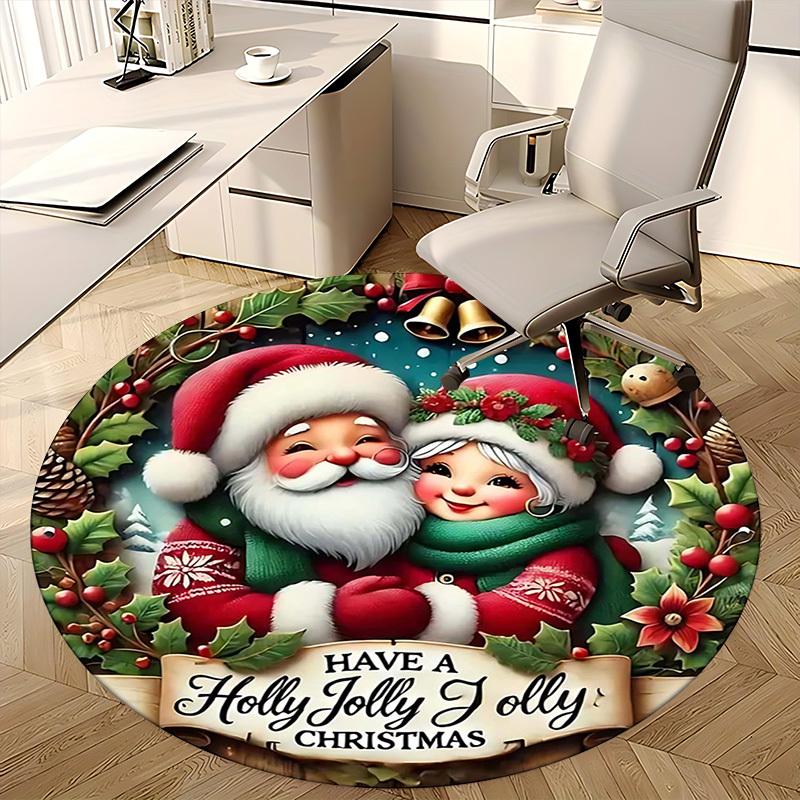 1pc Holly Jolly Christmas Chair Mat: Anime Cartoon Design, Non-Slip Carpet for Office Chair, Home Decor, Living Room, Bedroom, Game Room & Dormitory.J