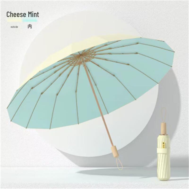 16-Rib UV Protection Folding Sun & Rain Umbrella