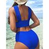 Solid Swimsuit Women 2 Piece Bikini Push Up White Swimwear Women New 2025 Crisscross Crop Top High Waist Bathing Suit
