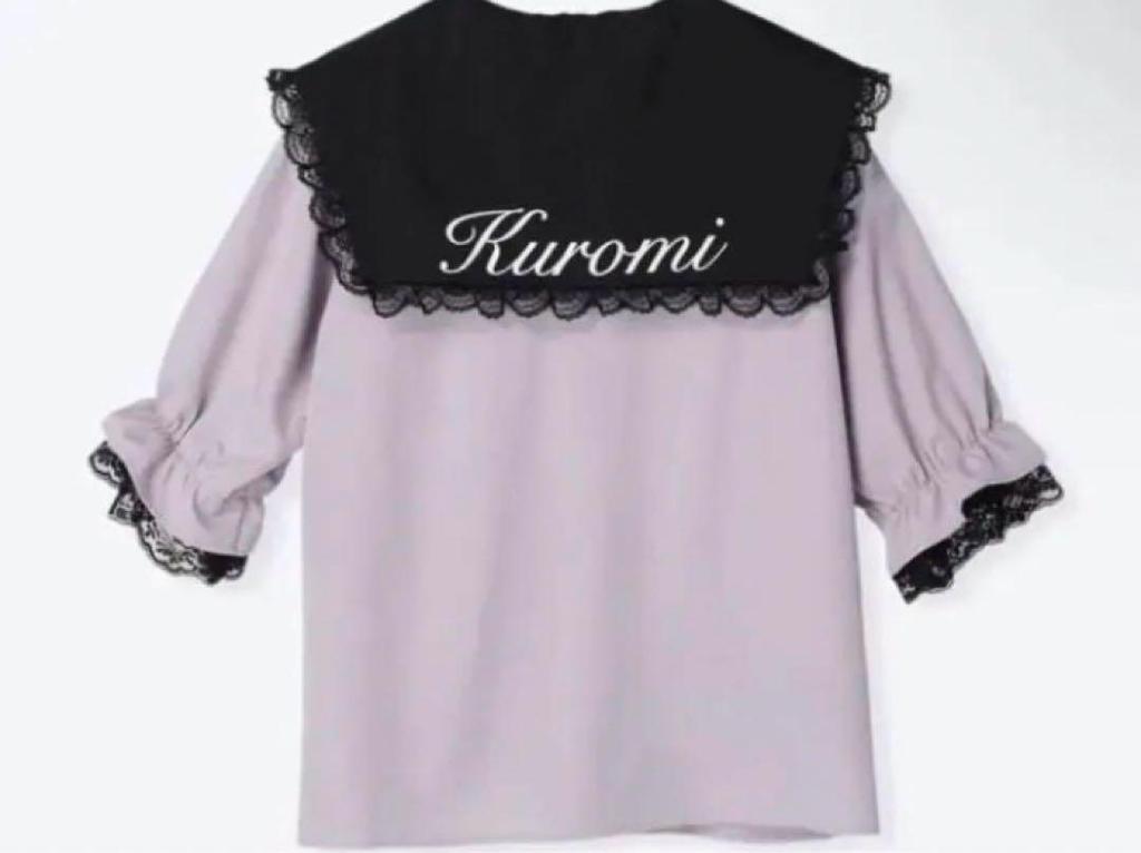 [USED] Sanrio Kuromi Collared Frill Lace Blouse Short Sleeve Shirt Yakuza Dream Kawaii Gothic Lolita