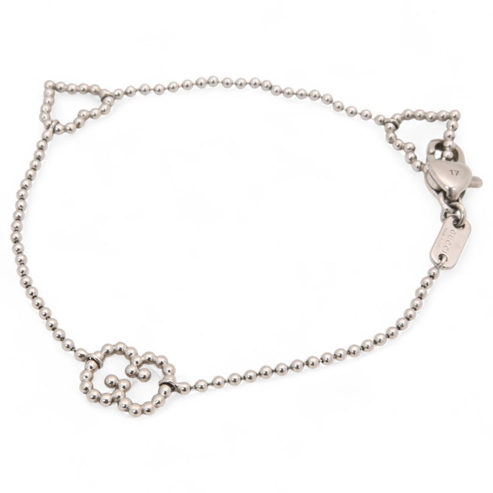 

Auth GUCCI Ball Chain Bracelet Heart Motif Silver gu8806sz