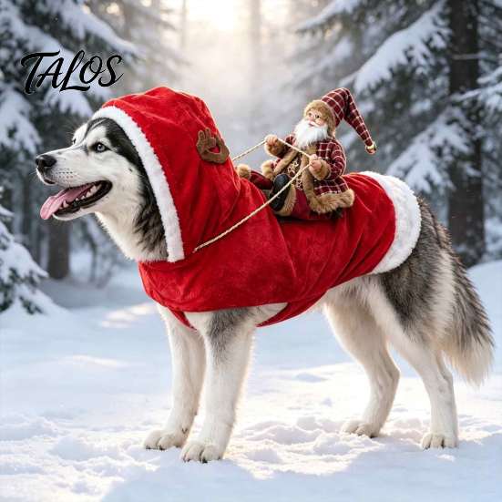 Funny Santa Claus Pet Suit Rider Dog Costume, Christmas Outfit with Adjustable Closure, Riding Costume Holiday Apparel for Puppies Small Large