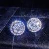 Elegante Runde Weiße Zirkon Ohrstecker Modische Minimalistische Funkelnde Diamant Ohrstecker für Damen
