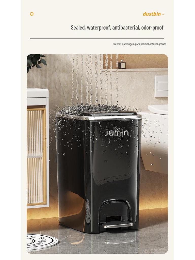 Luxury Pedal Trash Bin with Lid: Hands-Free Operation for Kitchen, Living, Dining, Bedroom