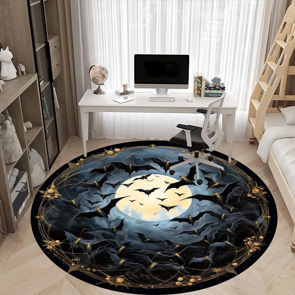1pc Bat Moon Night Print Chair Carpet for Office Non-Slip Mat for Office - Decorative Floor Mat Yy251030211