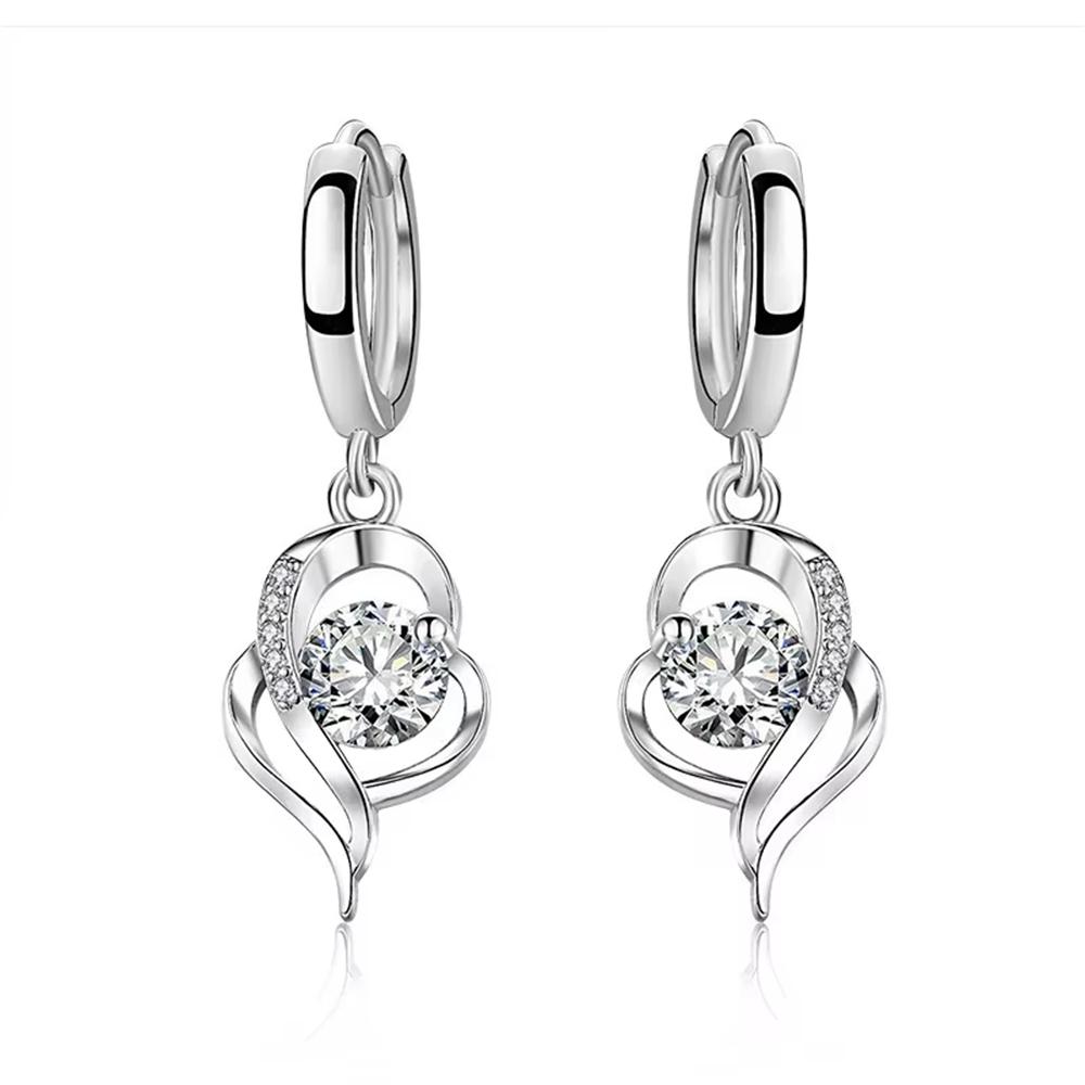 Earrings Sweet Romantic Style Sparkling Zircon Heart Earrings Women Engagement Party Jewelry