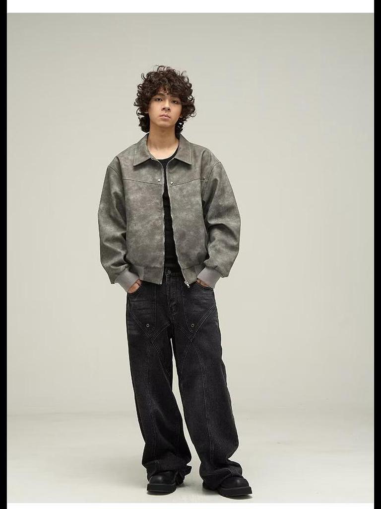 American Retro Distressed Men's Jacket, 2024 Spring/Autumn Collection - Trendy, Loose, and Versatile
