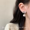 Sterling silver needle geometric splicing bow glass pearl earrings women's European and American style elegant and unique earrings tide