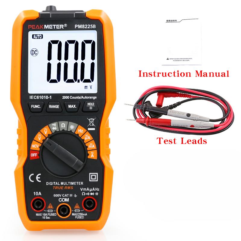 PEAKMETER PM8225B Digitales Multimeter, Hohe Präzision, Smart, Verbranntschutz, Haushaltsstromzähler