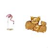 Flamingo Pig Resin Statue Modern Animal Sculpture Home Decor Garden Figurine with Metal Stand for
