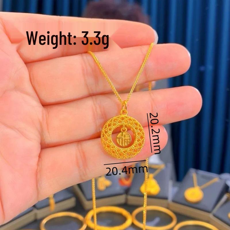 

Древнее Песочное Золото Филигрань Мирная Пряжка Подвеска Ожерелье - Женский Роскошный Аксессуар Цепочка на Ключицу Pendant Only