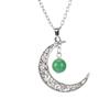 Hollow Moon Natural Crystal Bead Pendant Necklace Amethyst Pendant Couple N598