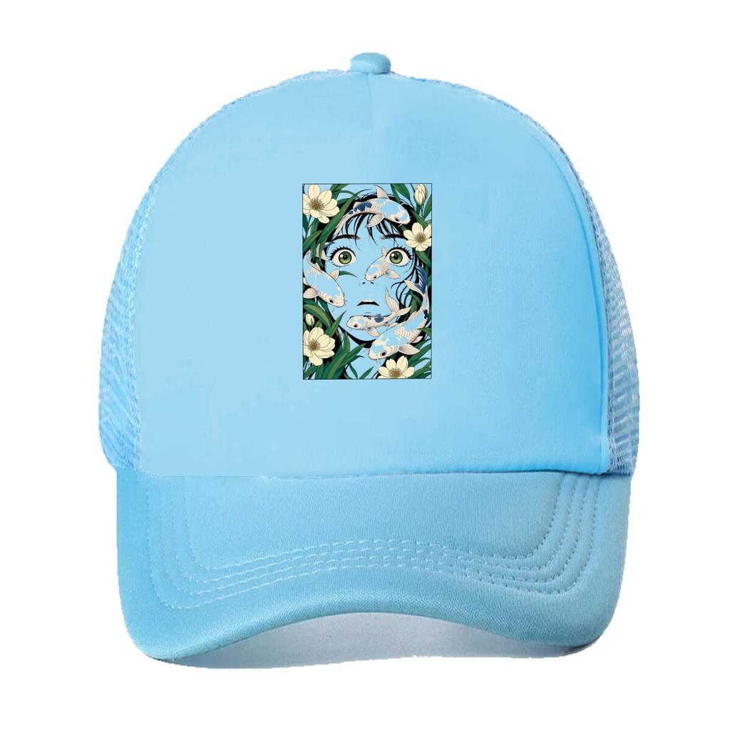 Anime Face Koi Fish Surreal Portrait Mesh Baseball Cap For Womens Unisex FeUnisex Beach Dad Hat Hip Hop
