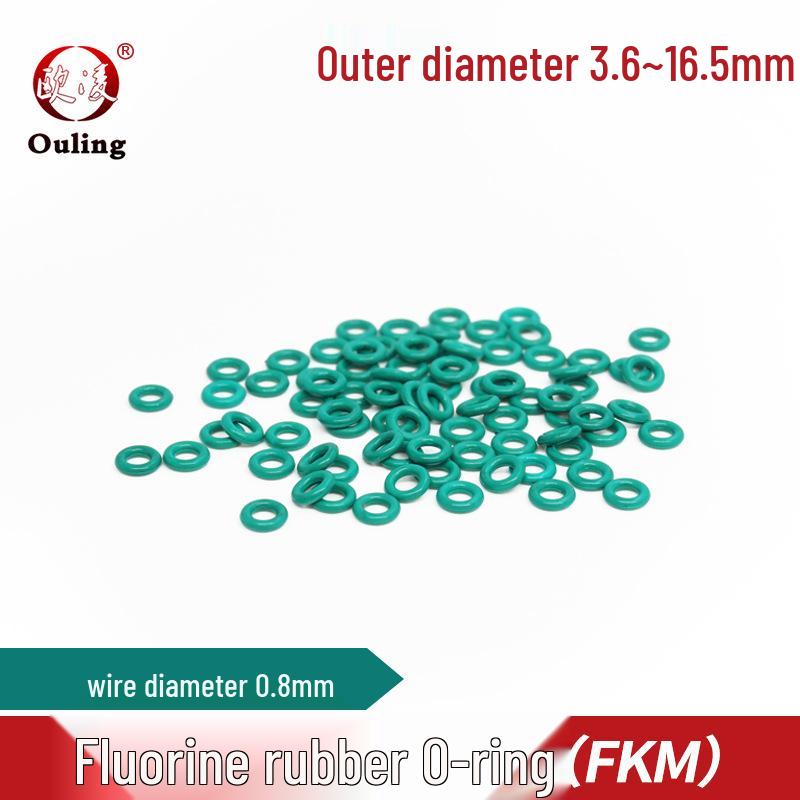 Wear-resistant Green Fluororubber O-ring, Outer Diameter 3.6–16.5mm, Cross-section Diameter 0.8mm OD 3.6*0.8mm (10 pieces) Green Fluororubber O-ring