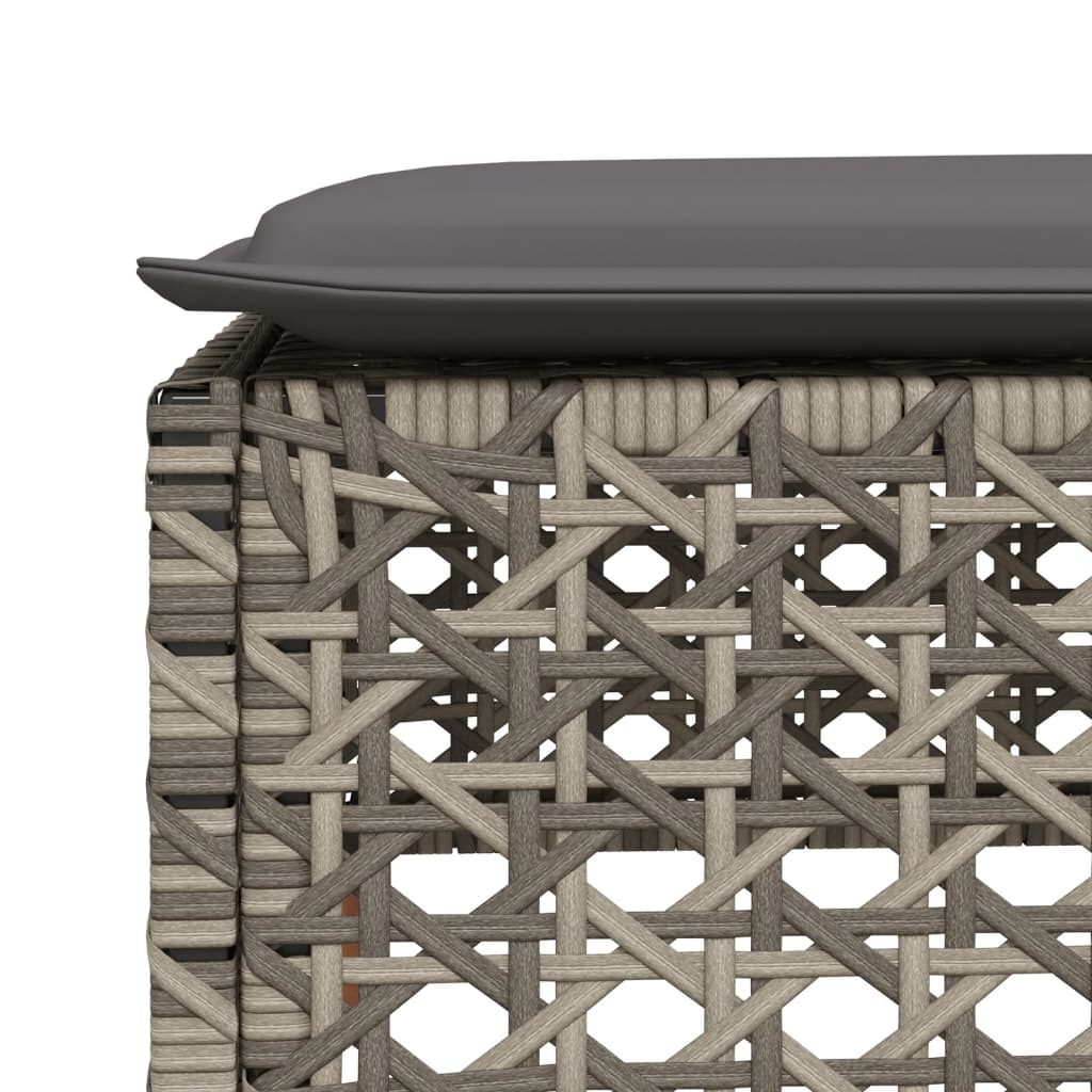 Vidaxl Stołek Ogrodowy Z Poduszką, Szary, 63,5X56X32 Cm, Rattan Pe