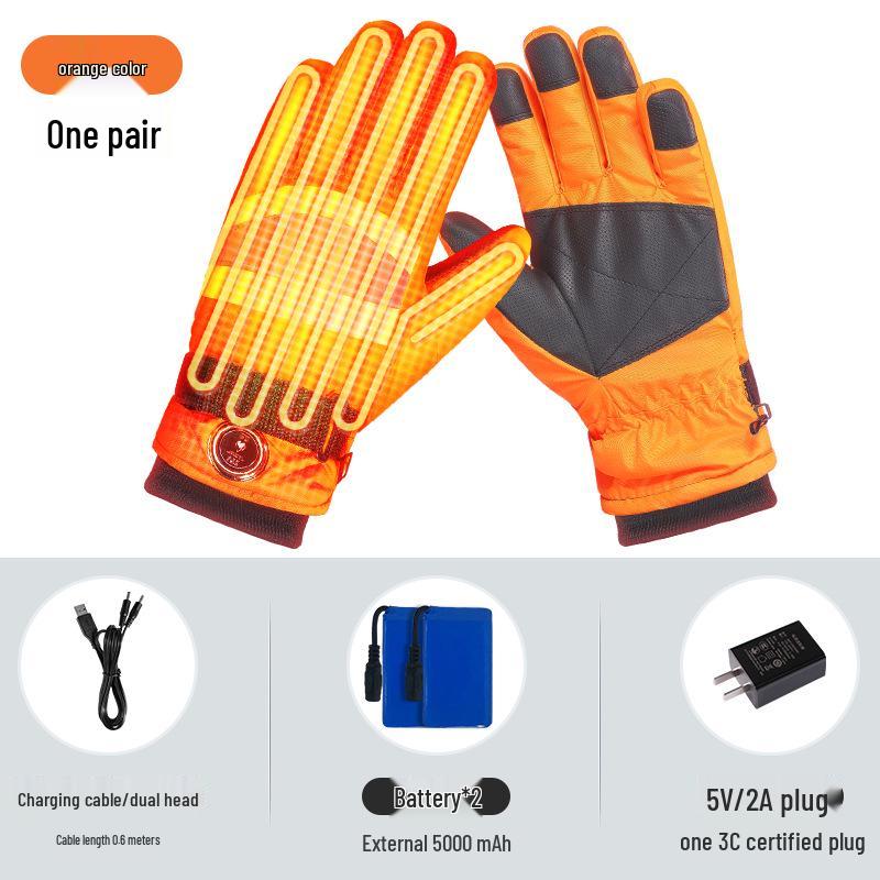 

Winter Heated Gloves for Cycling & Motorcycling - Unisex Electric Thermal Gloves for Warmth & Comfort One Size оранжевый