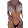 Sexy Pailletten-Bikini, Schnürung, glänzende Diamanten, Bademode, Bikini, 2-teiliges Set, Sommer, niedrige Taille, Club-Bademode, Damen, eleganter Badeanzug