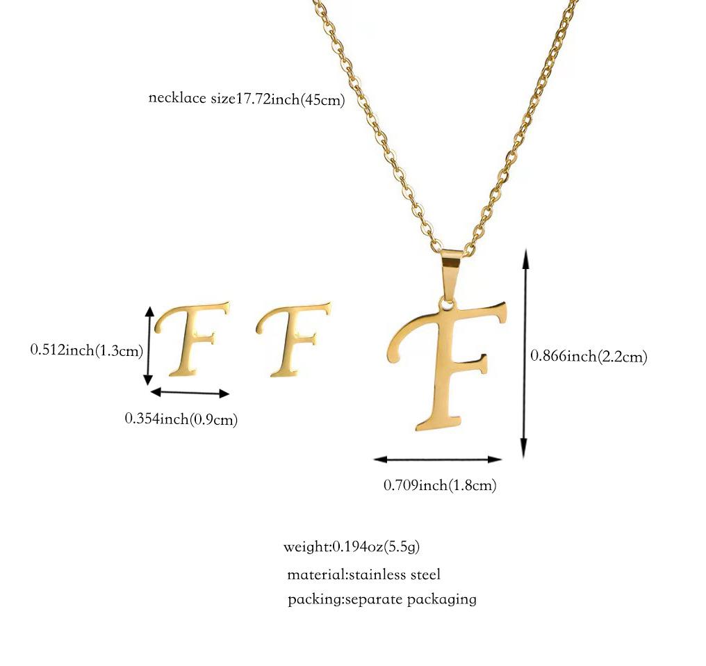 Titanium Steel Jewelry Set: Non-Fading English Letter Necklace & Earrings