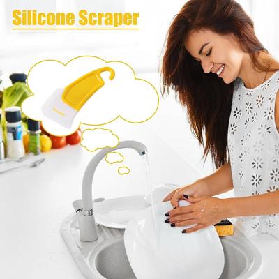 Cleaning Silicone Spatula Kitchen Scraper Soft Blade Scraper Brush Dirty Pan Pot Dishes Cleaner Cleaning Spatula Pot Cleaning