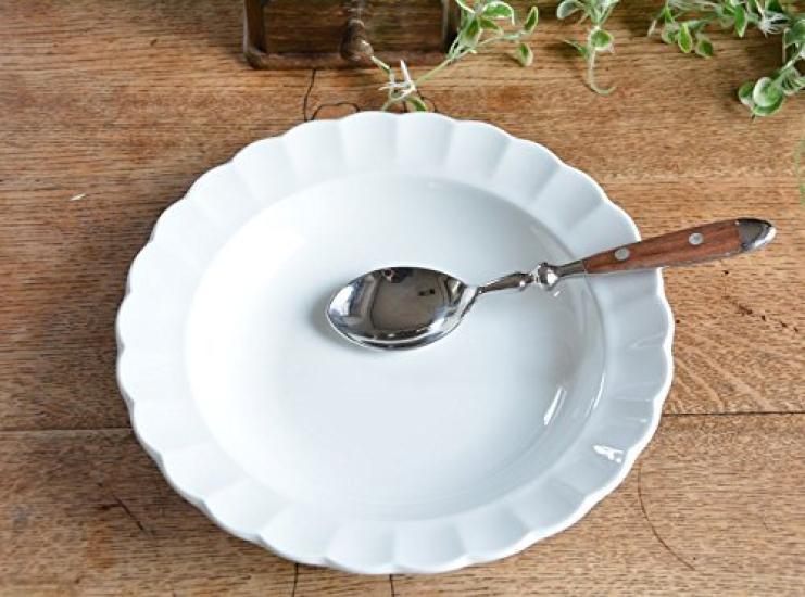 Set of 5 White Dinnerware Floral Reinforced Tiara Pure for and Curry Plates, Shape, Shatter-Resistant, Porcelain, White, Ruffled, 23cm, Pasta, Soup,