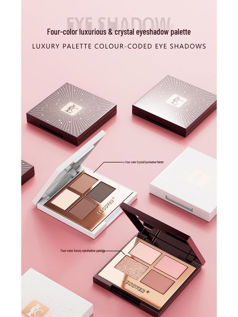 LECOVER Four-Color Eyeshadow Palette: Matte, Pearl, Fine Shimmer & Super Flash Highlights for European and American Styles