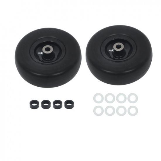 Set da 2 pneumatici e ruote per tosaerba 9x3.50-4'' Pneumatico in PU e Kit Adattatori Nero