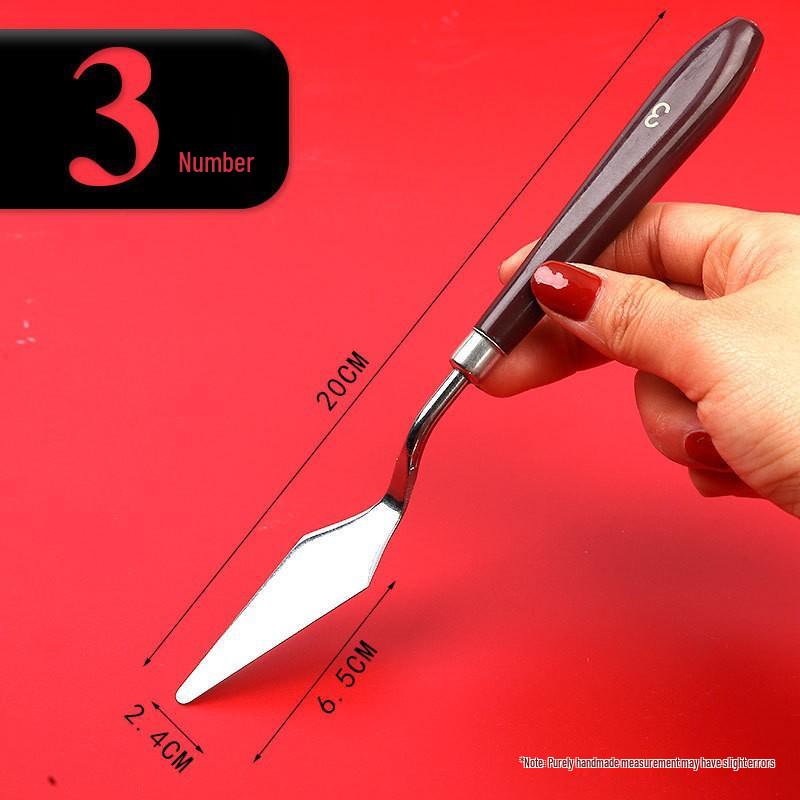 Nerezová sada pigmentových špachtlí na olejomalbu - Plochá a špičatá hlava, Dřevěné rukojeti