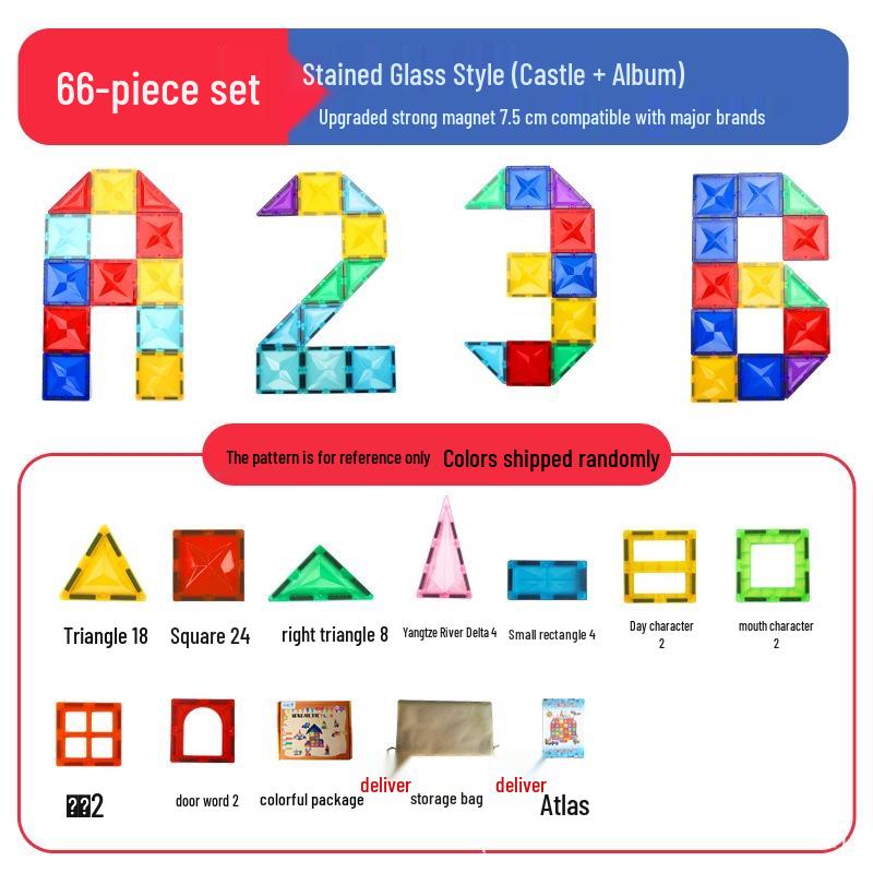 Magnetic Stained Glass Building Blocks Set - Educational Toys for Children