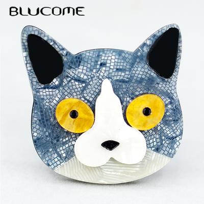 Broches Animales en Acrylique de Qualité Forme Tête de Chien Anime Mignon pour Femmes Hommes Épingles pour Costume Écharpe Hijab