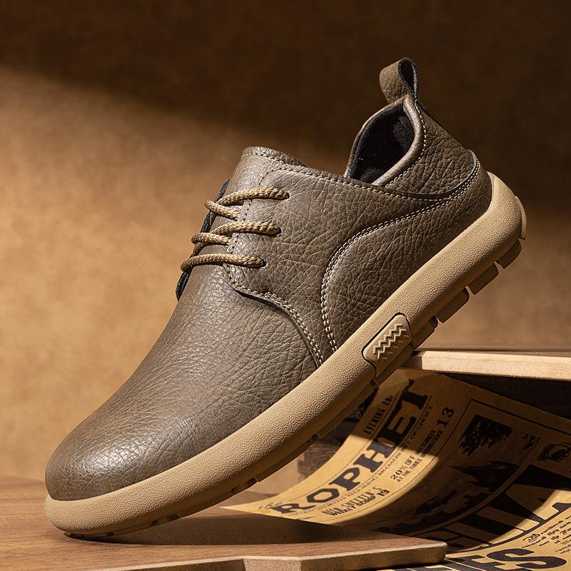 Men's 2025 Winter Retro Leather Casual Sports Shoes - Non-slip, Soft Sole, British Style Work Footwear