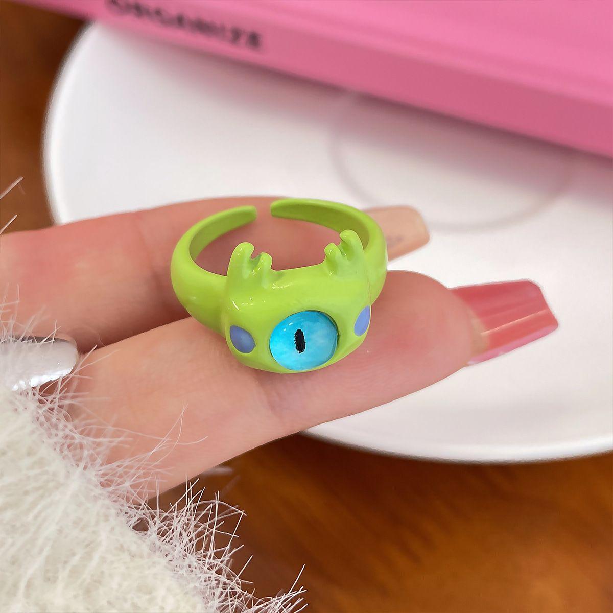 Регулируемое милое кольцо с мультяшным одноглазым монстром для женщин – Забавный дизайн с большеглазым Майком