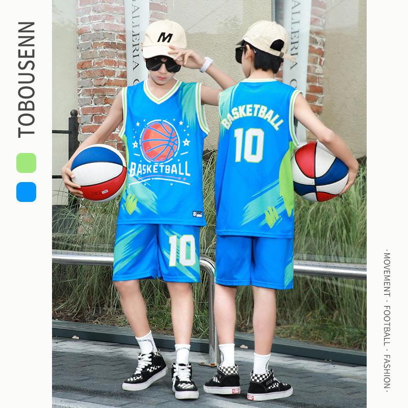 Summer new men's and children's basketball suit outdoor women's sports training quick-drying jersey short-sleeved shorts two-piece set