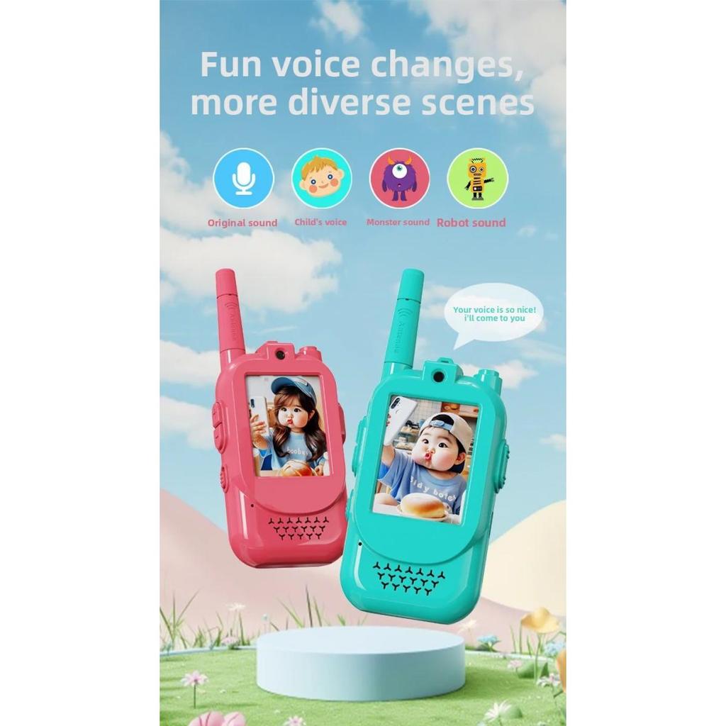 Children's Video Intercom Walkie Talkie Long-Distance Outdoor Toy Cute Kids Interaction Rechargeable Set 2PCS