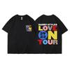 Camiseta de Algodón Estampada Y2K Hip-Hop Streetwear Harry Styles Love on Tour Casual Holgada Manga Corta Tops de Moda Unisex Regalo para Fans