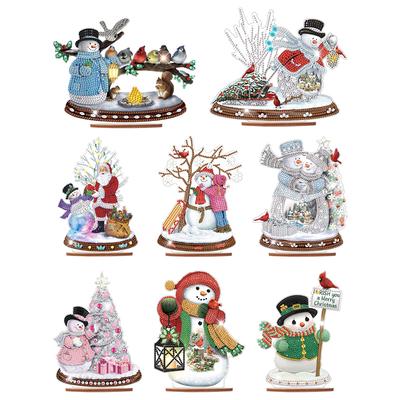 Wooden Diamonds Painting Xmas Desktop Decorations Diamond Painting Ornaments Kit Diamond Painting Desktop Ornaments Kit