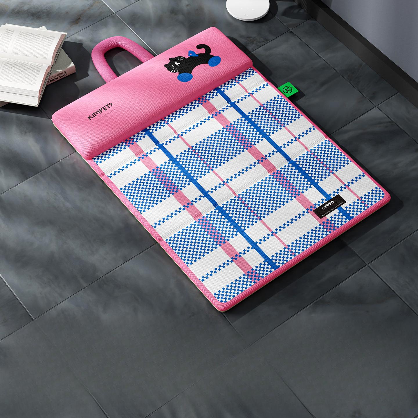 Dog bed for summer, cool double-sided dog mat, cat bed, pet sleeping mat, cooling mat, foldable dog mat синий