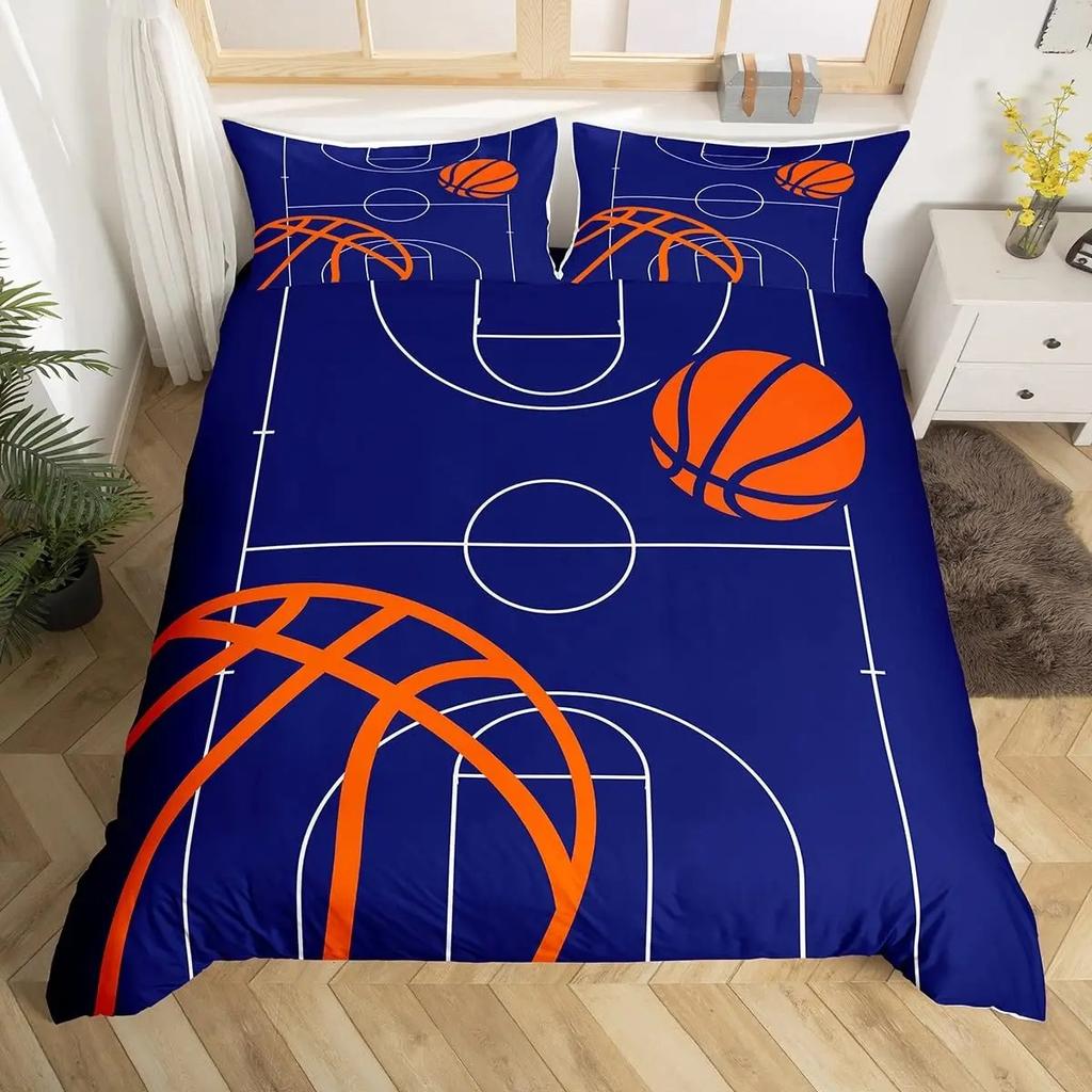 Basketball Duvet Cover Queen Blue Red Green Tie Dye Bedding Set Grunge Neon Sports Comforter Cover Neon Ball Game Quilt Cover