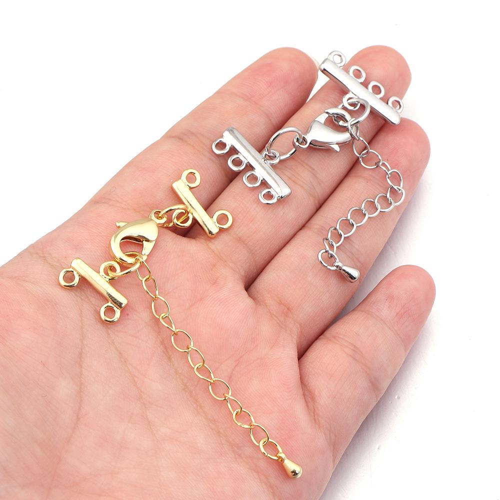 2 Sets Mehrsträngige Hummerklauen Verlängerungskette Halskette Armband Verbindungsstücke Verschlüsse Haken Für DIY Schmuckherstellung Zubehör