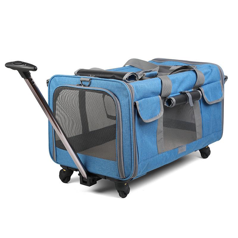 Portable Foldable Pet Trolley Bag: Large Capacity, Breathable Design, Hand-Held for Cats and Large Pets