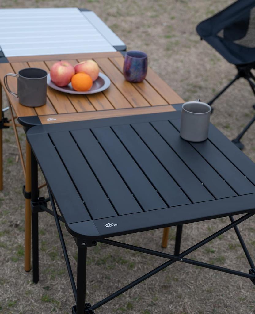 Outdoor Camping Aluminum Roll Table Folding Compact Lightweight Load Capacity 80kg Heat Resistant Treatment Frosted Storage Bag Included [iClimb]