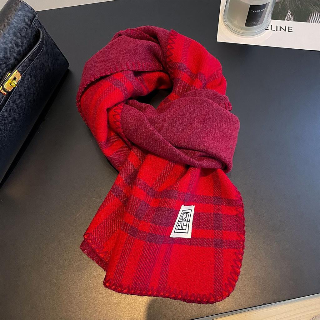 Korean Plaid Scarf Women Winter Classic Warm Imitation Cashmere Scarves Thick Bandana Fashion Luxury Shawl Wrap Bib Neckerchief