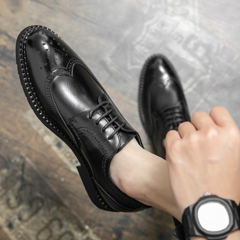 Leather Shoes Men's Wedding Groom's Suit Business British Pointed Head Heightening Brock Hairstylist Casual Men's Shoes