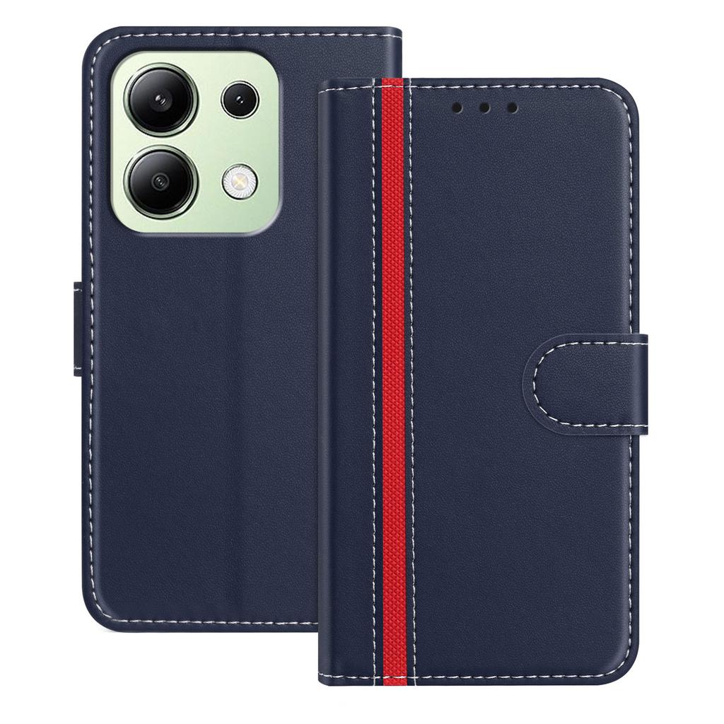 For Xiaomi Redmi Note 13 4G Phone Cases Wallet Stand Color Splicing Leather Cover with Magnetic Clasp