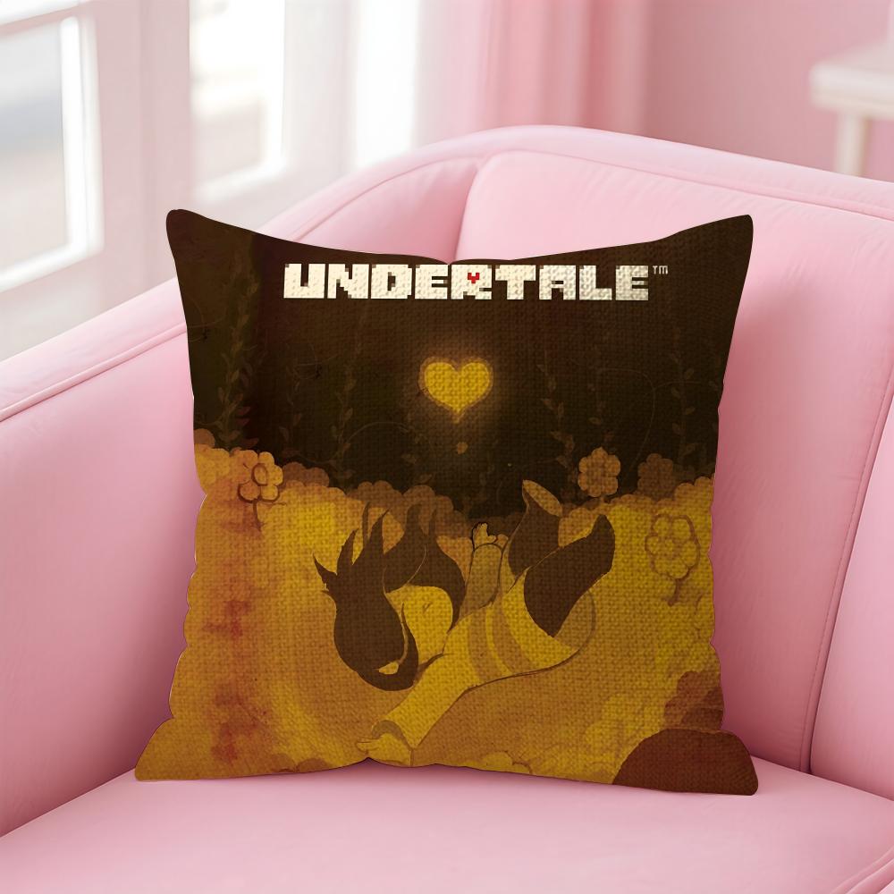UUndertale Game Cushion Cover Natural Linen Pillow Case DoubleSided Print Decorative Sofa Pillowcase Home Decor Gift