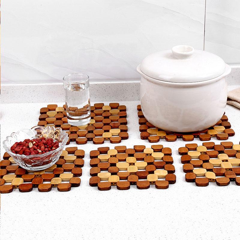 1pc Bamboo Placemats Heat-Resistant Place Mats Dinner Table Mats Trivets Dishes Pad for Kitchen Table