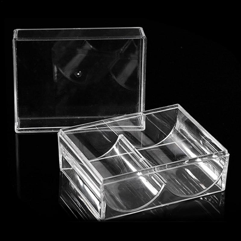 Transparent Poker Chip Rack 2 Slots Acrylic Poker Chip Box 40 Pieces Standard-sized Chips Storage Case Pokers Table Accessories