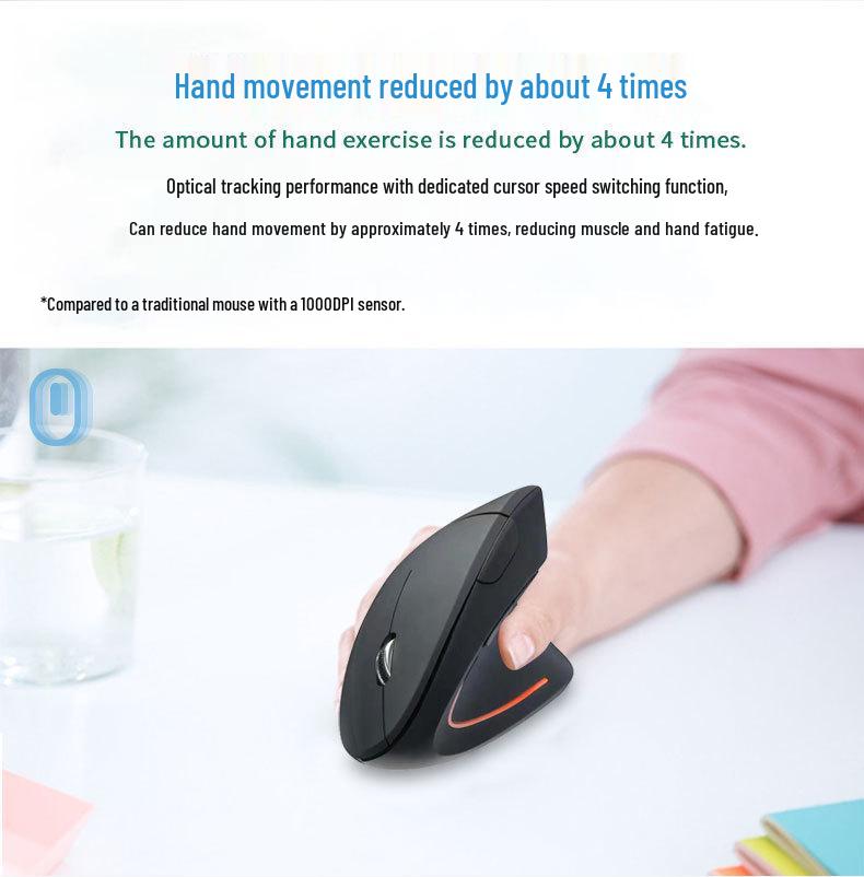 Ergonomic Optical Bluetooth Vertical Mouse with Side Buttons, Power-Saving, Long Battery Life for Gaming and Office Use.