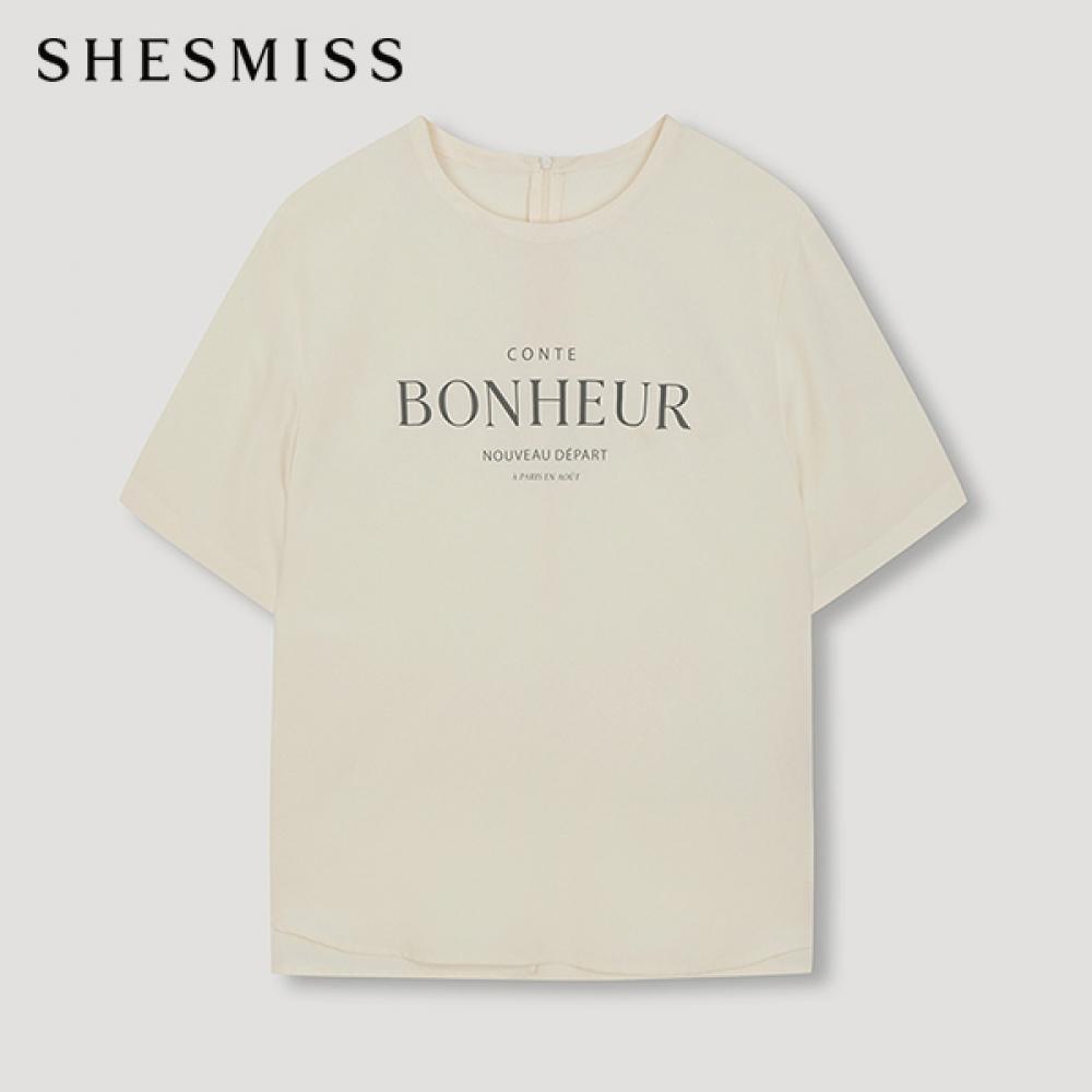 

She S miSS Lettering Short Sleeve blouSe Swwbln22030 Cr creamy/55