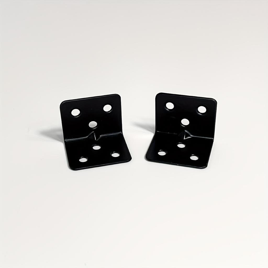 70pcs Black L-Shaped Iron Corner Brackets 6-Hole Right Angle Supports for Furniture Repair Table Chairs Bed Frame