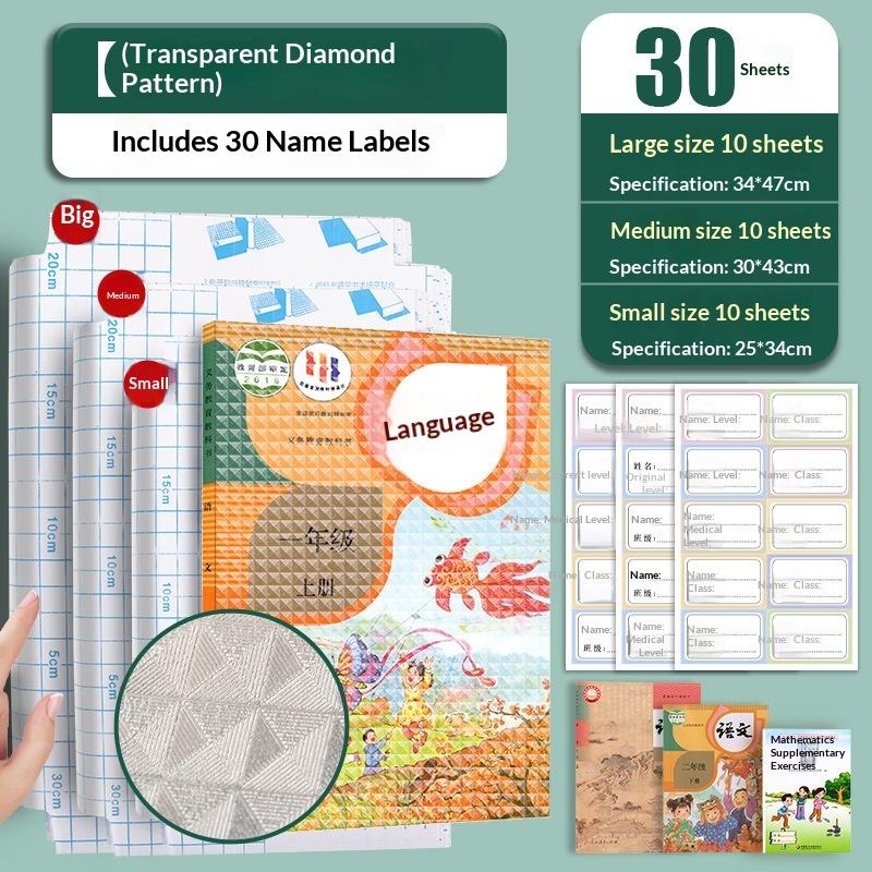 10/30 Sheets Self Adhesive Book Cover Wrapper Waterproof Transparent Book Protective Cover School Student Textbook Skin Sleeve